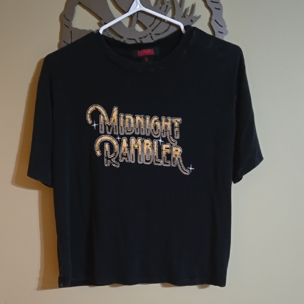 Womens Rock & Roll Denim 'Midnight Rambler' Graphic Tee, Semi Cropped